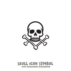 Skull and Bone Icon Symbol Vector Illustration in Black and White