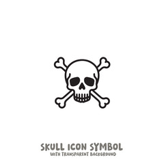 Skull and Bone Icon Symbol Vector Illustration in Black and White