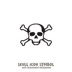 Skull and Bone Icon Symbol Vector Illustration in Black and White