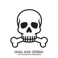 Skull and Bone Icon Symbol Vector Illustration in Black and White