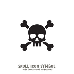 Skull and Bone Icon Symbol Vector Illustration in Black and White