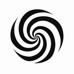 Dynamic swirling black and white stripes create a mesmerizing optical illusion silhouette