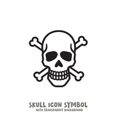 Skull and Bone Icon Symbol Vector Illustration in Black and White