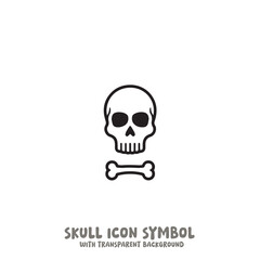Skull and Bone Icon Symbol Vector Illustration in Black and White