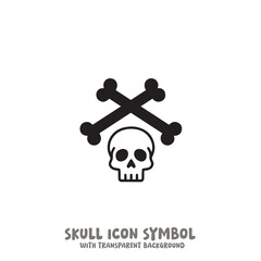 Skull and Bone Icon Symbol Vector Illustration in Black and White