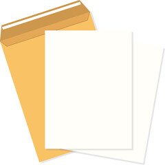 Illustration of Open Envelope and Blank Paper Document Illustration.