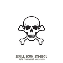 Skull and Bone Icon Symbol Vector Illustration in Black and White