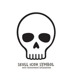 Skull and Bone Icon Symbol Vector Illustration in Black and White