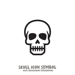 Skull and Bone Icon Symbol Vector Illustration in Black and White