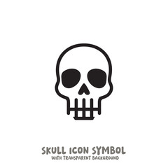Skull and Bone Icon Symbol Vector Illustration in Black and White