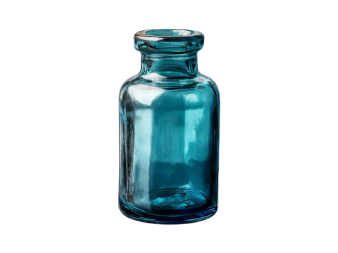 Teal glass apothecary jar vintage style decor, Isolated On White Background, Png Transparent
