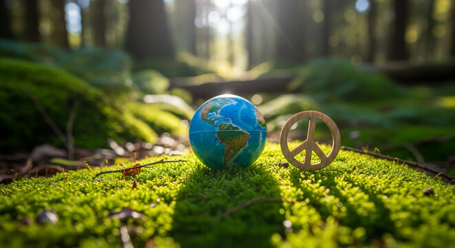 Celebrating International Day of Peace Earth, Peace Sign, and Nature's Harmony