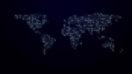 Digital world map glowing points global network visualization. Animation interconnected data systems, cyber technology, futuristic background business, finance, innovation, global communication themes - Powered by Adobe