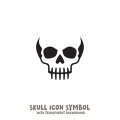 Skull and Bone Icon Symbol Vector Illustration in Black and White