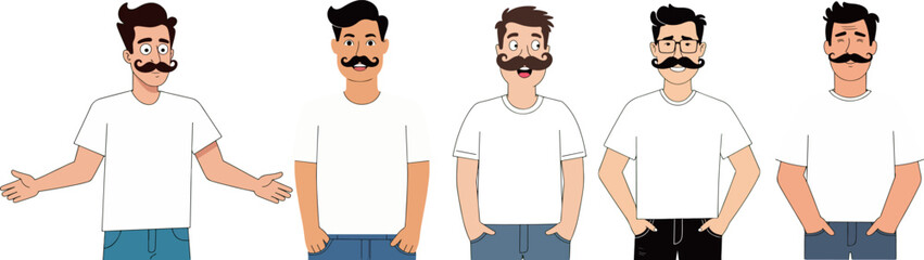 Cartoon Men with Moustaches