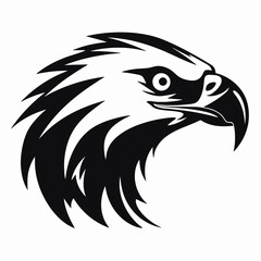 Obraz premium Majestic eagle head vector design, fierce avian predator silhouette