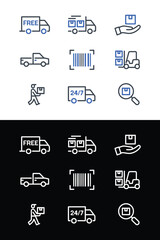 Delivery and logistics icons set