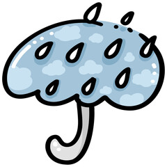 Cute Rainy Umbrella Illustration
