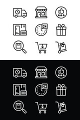 E-commerce shopping and delivery icons set
