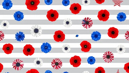 Patriotic Floral Pattern with Red, White, and Blue Flowers us background
