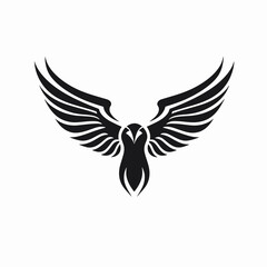 Obraz premium Majestic black and white owl logo wings spread bold silhouette