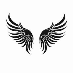 Obraz premium Angelic feathered wings soar in a divine monochrome vector silhouette