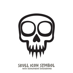 Skull and Bone Icon Symbol Vector Illustration in Black and White