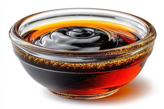 Soy sauce in small glass bowl