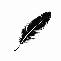 Obraz premium Elegant, minimalist, avian quill illustration, dark, artistic feather abstract design silhouette