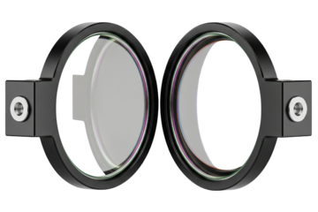 Pair of round industrial-style goggles with clear lenses isolated on a transparent background