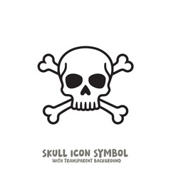 Skull and Bone Icon Symbol Vector Illustration in Black and White