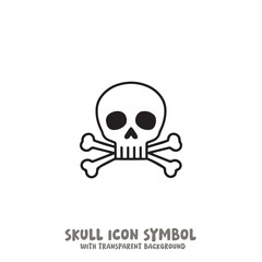 Skull and Bone Icon Symbol Vector Illustration in Black and White
