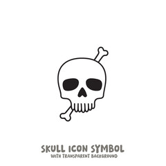 Skull and Bone Icon Symbol Vector Illustration in Black and White