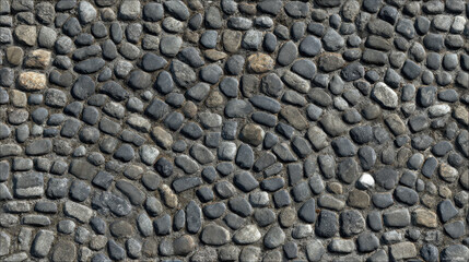 Fine-grained seamless gray cobblestone texture with subtle color shifts, ideal for detailed urban and construction visualizations
