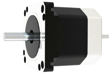 Industrial electric stepper motor for automation and robotics isolated on a transparent background