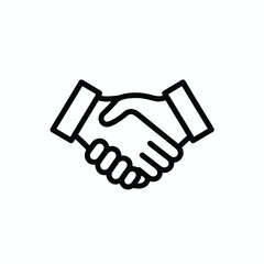 Obraz premium Black and white handshake icon agreement partnership