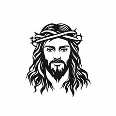 Fototapeta premium Jesus Christ icon wearing the crown of thorns religious silhouette