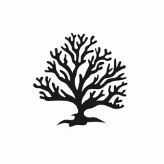 Fototapeta premium Elegant botanical black vector tree abstract design art silhouette
