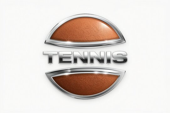 Tennis ball logo design, chrome, white background, sport