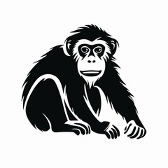 Artistic primate illustration featuring a chimpanzee, presented as a graphic silhouette