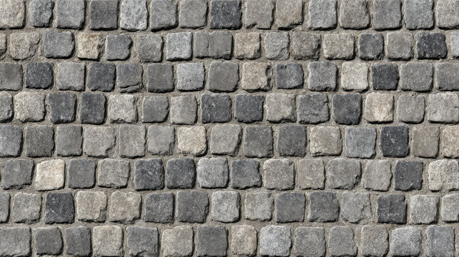 Fine-grained seamless gray cobblestone texture with subtle color shifts, ideal for detailed urban and construction visualizations