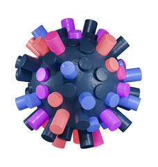 3d render of a abstract shape made of colorful cylinders