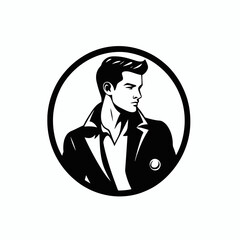 Sharp dressed stylish man in a circle vector graphic silhouette