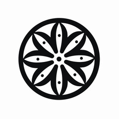 Elegant black floral vector design with radial symmetry, striking silhouette