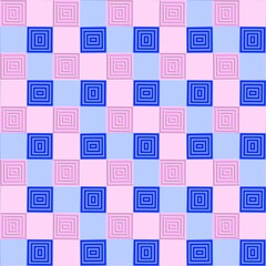 Abstract Square Pink and Blue Seamless Pattern Background