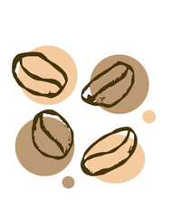 Hand-drawn illustration art of roasted coffee beans. Perfect for café branding, packaging design, posters, menu decoration, backgrounds, and digital artwork.