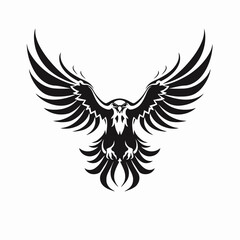 Obraz premium Bold soaring eagle displaying its wings, creating a striking silhouette