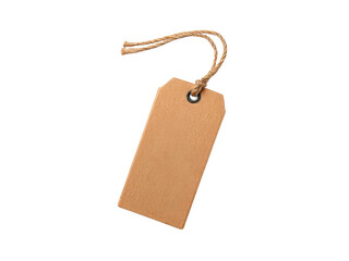 Blank kraft paper gift tag with jute twine string, Isolated On White Background, Png Transparent