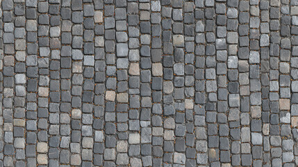 Fine-grained seamless gray cobblestone texture with subtle color shifts, ideal for detailed urban and construction visualizations