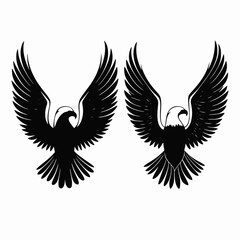 Two majestic eagles soar, showcasing power in a vector silhouette